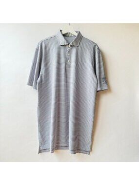 Holderness & Bourne Gray White Striped Customized Polo Shirt Men's Size XL